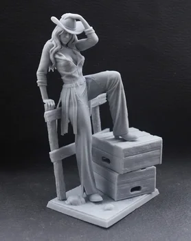 1/24 75 мм 1/18 100 мм Комплекти модели от смола, скулптура под формата на ковбойской момичета, неокрашенная, без цвят RW-951