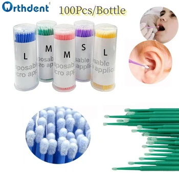 100 бр./бутилка, стоматологични за еднократна употреба микрощетки-апликатори, стоматологичен дълга микрощетка, удължител за устната кухина, 