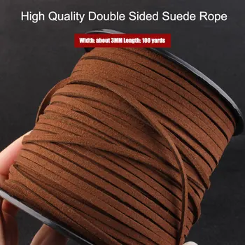 100 ярда 2,5 ММ двустранния замшевого плетеного кабел, плоски Корейски кадифе, кожени въжета ръчно изработени гривни от мъниста със собствените си ръце, производство на бижута