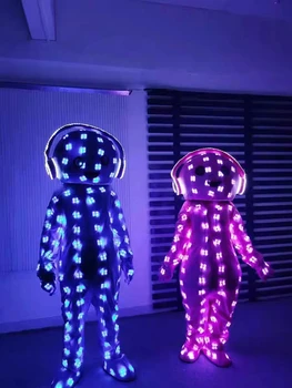 2023 new Customize men LED Tron Танцови Облекла с дълъг ръкав персонализира A1017 небето-синьо вино-червено черно водно-зелен памук мода