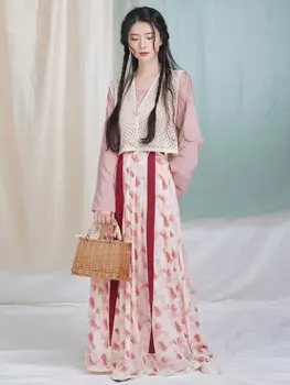 2023 танц облекло hanfu с флорални принтом източното рокля на традиционната китайска облекло за жени, ежедневни модерна hanfu a255