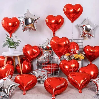 24-инчов 2-6ШТ балони с романтичната любов, с формата на сърце, обичам Те, Разноцветни метални Гелиевые топки за сватба, Свети Валентин, рожден Ден.