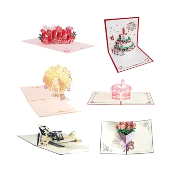 3D Изскачащи Поздравителни Картички с Конвертами Ръчно изработени Картички за Рожден Ден, Годишнина от Сватба, Ден на Майката