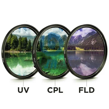3шт Набор от Филтри за обектив UV CPL FLD 3-в-1 с Чанта за Смяна на Цветен UV Защитния филтър на ОГЛЕДАЛНО-рефлексен фотоапарат