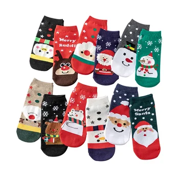 4 Двойки Коледни Чорапи Дамски Есен-зима Памучни Чорапи с Шарките на Дядо Коледа, Снежен човек И Лосове, Коледна Декорация, Подарък, честита Нова Година