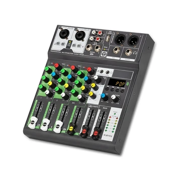 4-канален смесване конзоли вход 48VPhantom Power Стерео DJ Studio Streaming Mixer