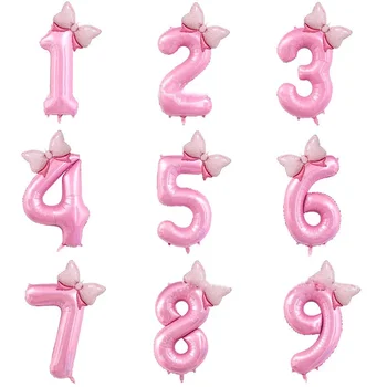 40-инчови розови балони Bownot с номер за рожден Ден за едно малко момиченце, бутилки за принцеси честит рожден Ден, 1-ви, 2-ри, 3-ти рожден Ден, бутилки за парти