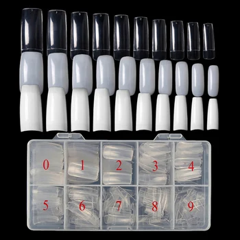 500шт Капсули за нокти, Прозрачни, бели, с пълно покритие, режийни нокти, Аксесоари за изграждане на нокти, Аксесоари за професионалисти
