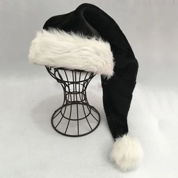 75 см Коледна черен плюшен шапка Audlt Унисекс Коледен костюм Подаръци Лоскутные шапка Шапка на Дядо Коледа