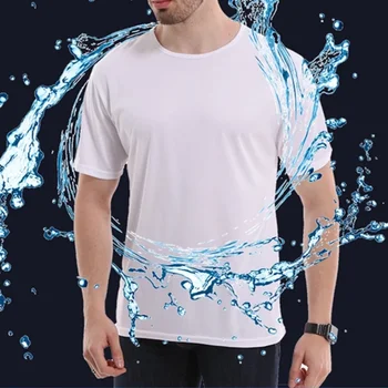 A2811 Креативна гидрофобная Водоустойчив однотонная мъжки t-shirt, Мек къс ръкав, Быстросохнущий топ, Дишащи дрехи