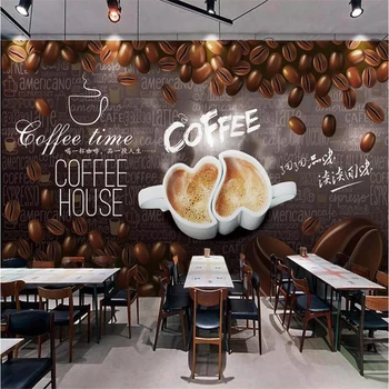 beibehang Потребителски тапети 3d фотообои ръчно рисувани кафе декоративна живопис фон на стената на хола на открито 3d тапети