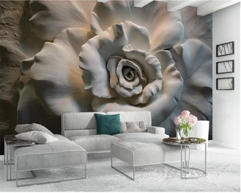 beibehang Триизмерни персонализирани декоративни тапети papel de parede 3d, релефна роза, на фона на телевизор, диван, рисувани стенни
