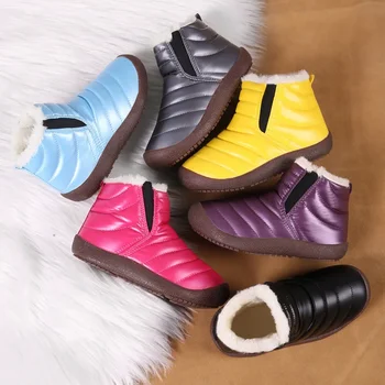 Botas Para Niña Плюшен детски памучен обувки 2023 WinterNew Непромокаеми зимни обувки за момчета Топли ботуши за момичета Удобни детски обувки С мека подплата