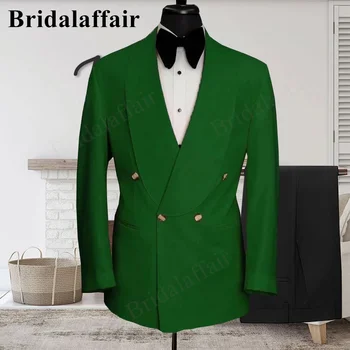 Bridalaffair Тъмно зелен Ретро костюм за мъже, Оборудвана Комплект блейзеров от 2 теми, Кожен костюм Homme Terno Masculino, изработена по поръчка За мъже