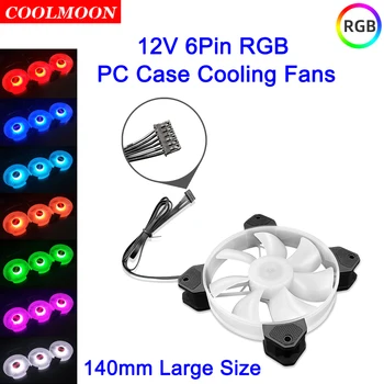 Coolmoon 14 см RGB PC Case Фенове 6Pin Радиатор за Разсейване на Охлаждащ Вентилатор 140 мм Компютърно Шаси за Игрови Аксесоари Cooler