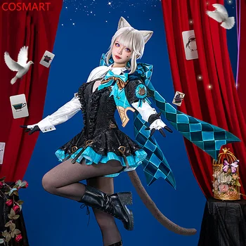 COSMART Genshin Impact, игри костюм фокусницы Линет, Великолепна униформа, cosplay, облекло за ролеви игри на Хелоуин, дамски дрехи, за партита.