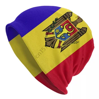 Crochet шапки-бини с флага на Молдова, Мъжки И Женски Стръмни Зимни топли тюбетейки Унисекс за възрастни, Шапки-те