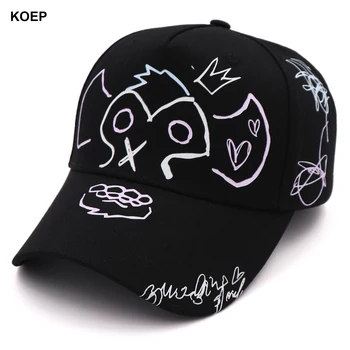 KOEP Нови бейзболни шапки с абстрактно ефект флуоресценция, шапка с принтом