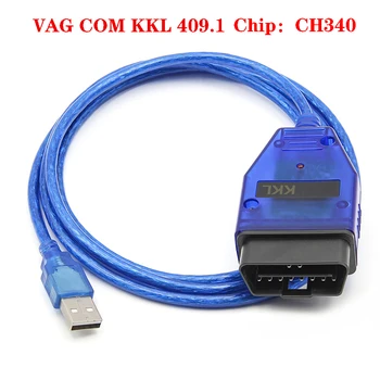 VAG COM KKL 409.1 OBD2 USB Диагностичен Кабел Инструменти Скенер Интерфейс С Чип CH340T За V-W за Audi Skoda Seat