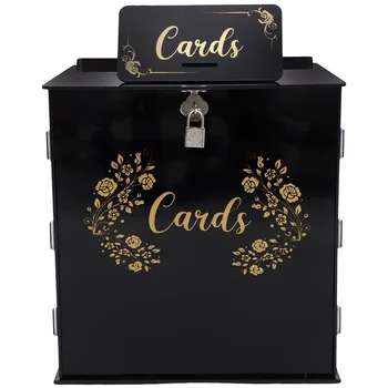 Акрилна Кутия за сватбени картички Елегантна Прозрачна Акрилна кутия за сватбени картички за сватбени партита с ключалка