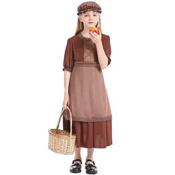 Баба-долгожительница, тъмно-кафяв костюм волчицы, завързана костюм мома, момиче в колониален стил