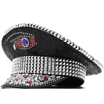 Брилянтна сценична шапка Captain Шапка с кристали за музикални фестивали