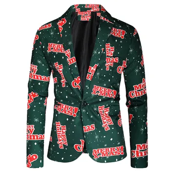 Весел Коледен костюм, мъжки коледа палто, Оборудвана блейзър Навидад, всекидневни костюми, блузи, Елегантни графични костюми с 3D-принтом, terno masculino