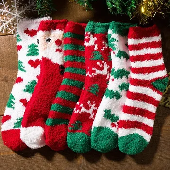 Горещи коледни чорапи за двойки, вълна кръг, Женски есенно-зимни дебели вълнени чорапи на месец
