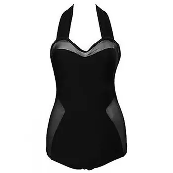 Дамски бански костюми са Секси Plus Size С подплата в Ретро стил, Цели Бански-бикини, Черни Монокини Голям размер бански костюми 2022 стилни