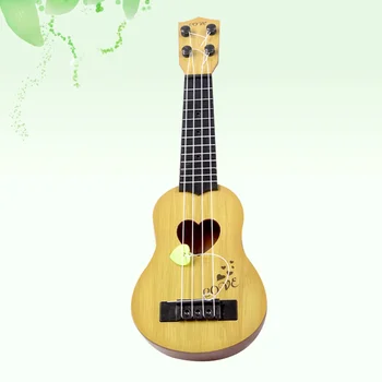 Детска китара, китара малък размер, музикален инструмент, класическа китара с четири струни (39 см, бежов), ukulele
