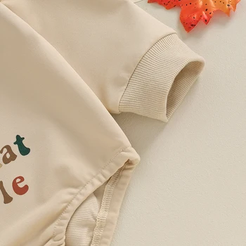 Детски гащеризон на Деня на Благодарността с цветни писмото принтом, боди с кръгло деколте и дълъг ръкав, есен облекло за новородени