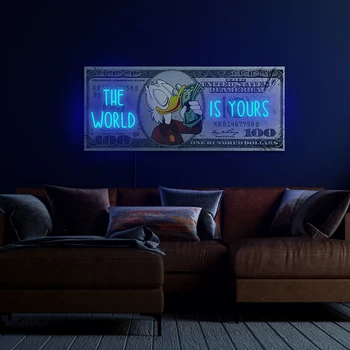 Долар, Неонова реклама Свят Ти Неонова реклама за Спални Хол Домашен интериор Led Светлини Money Wall Art Pop Art Cutsom Неонови Надписи