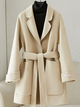Есенно-зимния Ново Двустранно Кашемировое палто 2023, женски Малко Кратко Снежна палто от 100 вълнен плат, от висок клас, висок клас