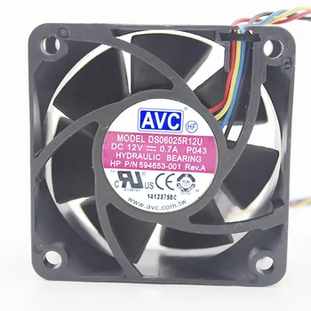За AVC DS06025R12U P103 DC 12V 0.26 A 4-жични 4-пинов конектор 60 мм 60x60x25 мм от страна на сървъра на квадратен вентилатор за охлаждане