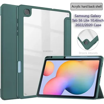 За Samsung Galaxy Tab S6 Lite 10,4 инча 2022/2020 (SM-P613/P610) Калъф за таблет Кожена трикуспидалната Защитен Калъф с Притежател на Молив