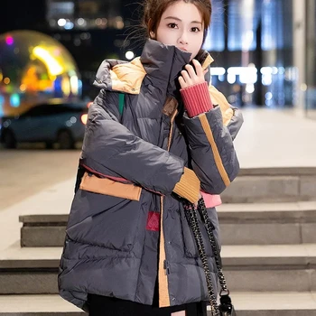 Зимни Нови дамски палта, naka памучен яке, парк, блузи с качулка, с дълъг ръкав, якета-перегреватели, Корейската мода, свободни размери Оверсайз A1278