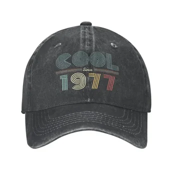 Изработена по поръчка памучен готина бейзболна шапка 1977 г., Ретро подарък за рожден ден, Мъжки Дамски Регулируема шапка за татко, Спортна