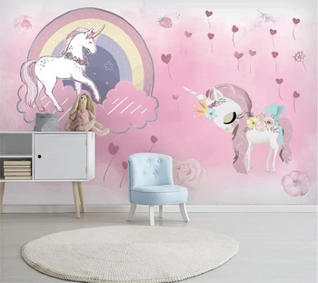 Индивидуални 3d фотообои короната еднорог принцеса принц розов балон тапети фонова стена в хола стенопис papel de parede