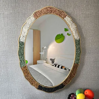 Камък в средиземноморски стил, ново Овално Стенно огледало в банята за тоалет в китайски стил