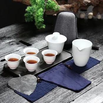 Керамични чаена чаша gaiwan за китайски кунг-фу travel tea set посуда за напитки с пътна чанта Безплатна доставка B33
