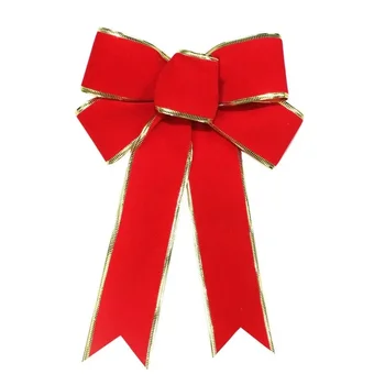 Коледна Украса 25 cm Червена Байковая лента Коледна Лък Аксесоари за Декорация за Коледната Елха