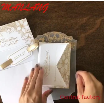 Комплекти за покана за сватба от матирано люцитового акрил с индивидуален печат