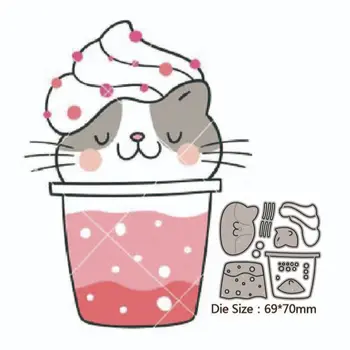 Коте сладолед за Десерт Рязане на Метал Пластове като пробиване Албум За Изрезки от Die Украса на Фотоалбума САМ Card Занаятите 2022