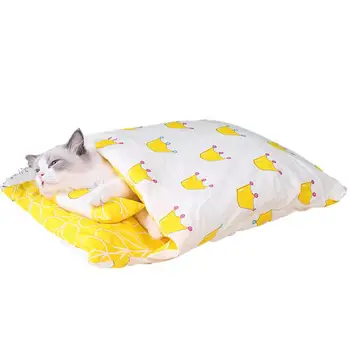 Котешки пълнител, Котките, спален чувал, затворена преносимо и моющееся котешки одеяло, Зимни топли легла за домашни любимци, котешка легло