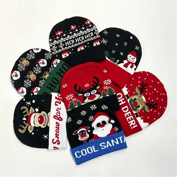 Креативна топла вълнена шапка Коледен Лосове, Зимни вязаная капачка топли цветове, Коледен подарък за Нова година, Аксесоари за декор на Коледно парти
