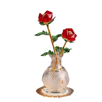 Кристален роза за домашен интериор Романтичен подарък на едно момиче за Свети Валентин под формата на стъклени вази