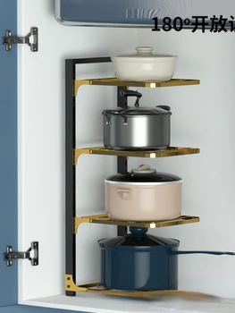 Кухненска ъглова етажерка многофункционален ъгъл рафтове за съхранение на кухненските прибори за инсталиране на саксията не е от пода до тавана и многопластова тенджера