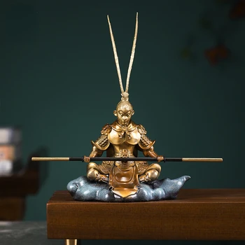 Латунное украса Sun Wukong Украса за вашия дом офис Борба с Буда, Крал на маймуните Аксесоари за украса на дома за Подарък на приятел