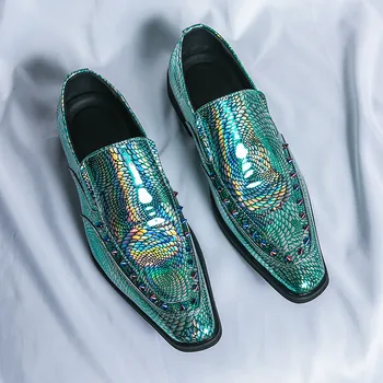 Луксозни огледално Елегантни мъжки модел обувки 2023 Модни Кожени вечерни обувки с остри пръсти, Мъжки обувки дизайнер за сватбената парти Мъжки Oxfords