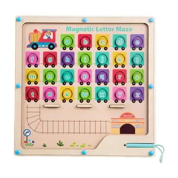 Магнитна дъска с азбука, цветни пъзели с азбука за деца, образователни пъзели-лабиринти Монтесори за деца, изучаващи азбука за деца
